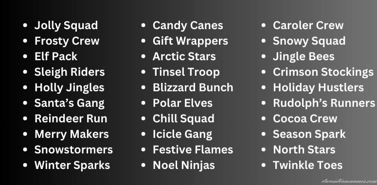 Christmas Team Names Ideas