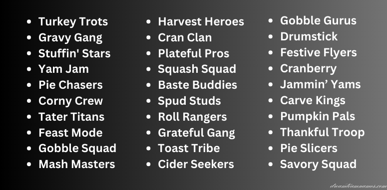Cool Thanksgiving Team Names