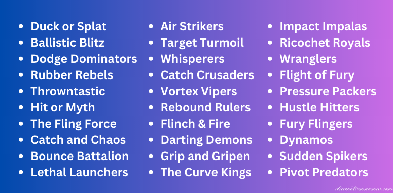 Funny Dodgeball Team Names