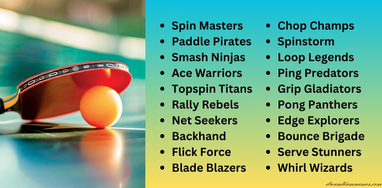 Unique Table Tennis Team Names