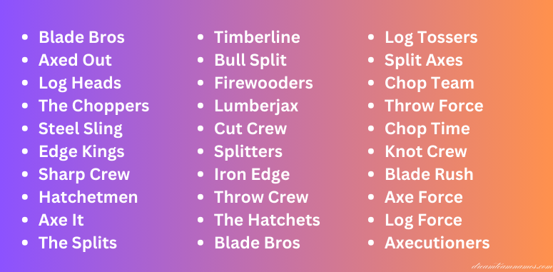 Axe Throwing Team Names for Kids